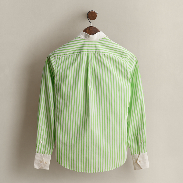 美品】RRL CALICO STRIPE バンドカラーシャツ ダブルアールエル