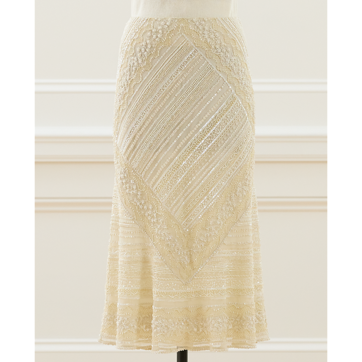 [Ralph Lauren]★Beaded Mesh Midi Skirt★Lemon Daffodil Beaded Mesh Midi Skirt