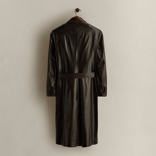 Black c. 2005 Lambskin Trench Coat - Size 10 Ralph Lauren Vintage 2