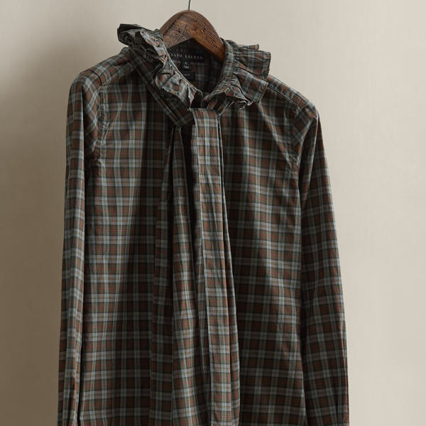 c. 2005 Checked Plaid Blouse - Size 10