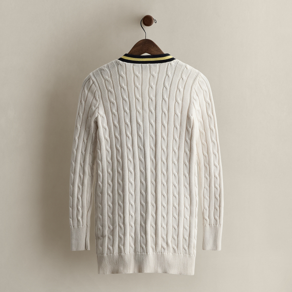 White c. 1995 Cable Cotton Cardigan - Size XS Ralph Lauren Vintage 2