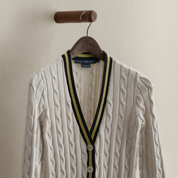 White c. 1995 Cable Cotton Cardigan - Size XS Ralph Lauren Vintage 3