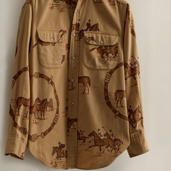 c. 1980s Equestrian-Print Shirt - Size 6