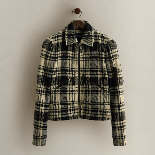 c. 2008 Plaid Wool Zip Jacket