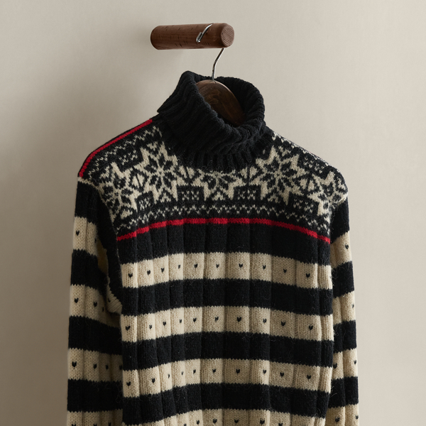 c. 1985 Striped Wool Turtleneck - Size M