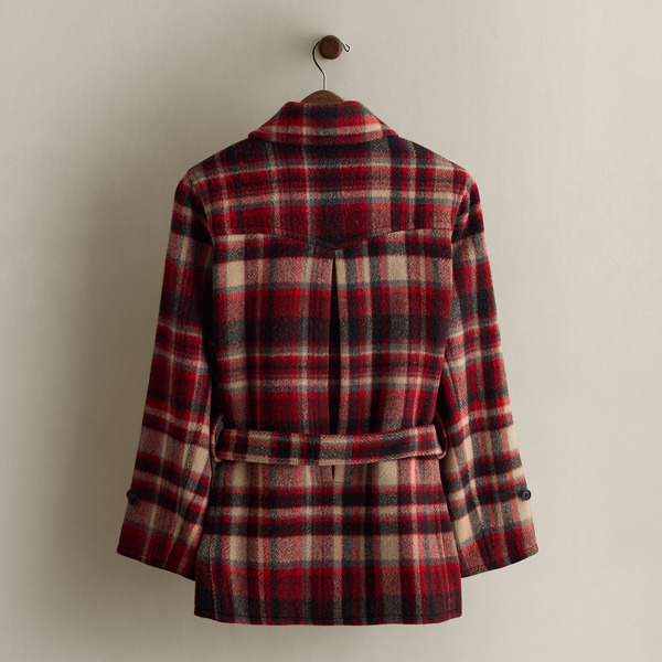 c. 2008 Plaid Wool Peacoat - Size M