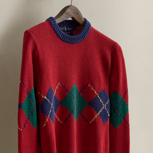c. 1980s Argyle Cotton Sweater - Size S