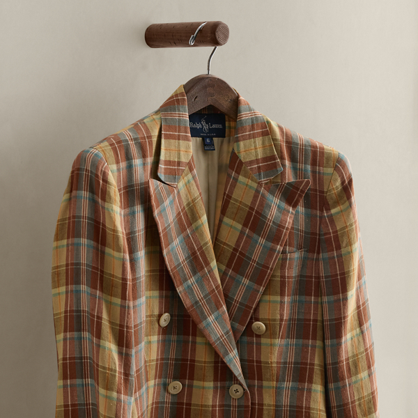 c. 1985 Plaid Linen Blazer - Size 6 - thumbnail 3