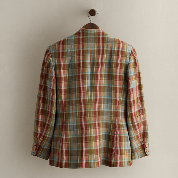 c. 1985 Plaid Linen Blazer - Size 8 - thumbnail 2