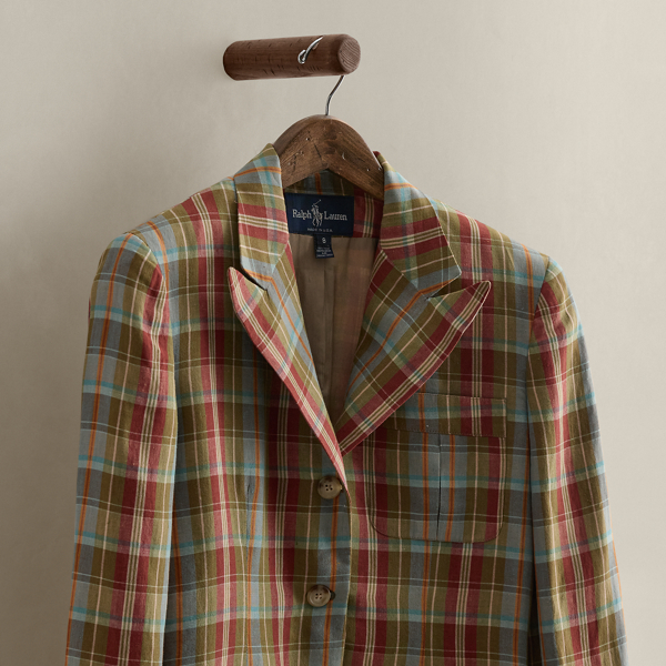 c. 1985 Plaid Linen Blazer - Size 8 - thumbnail 3