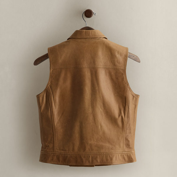 Tan c. 1995 Leather Vest - Size M Ralph Lauren Vintage 2