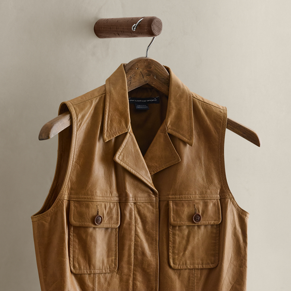 Tan c. 1995 Leather Vest - Size M Ralph Lauren Vintage 3