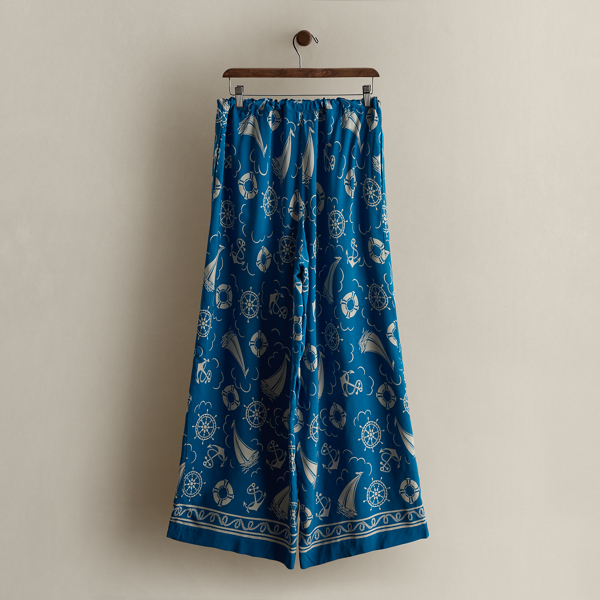 Blue 1993 Nautical-Print Cotton Pant - Size S Ralph Lauren Vintage 2