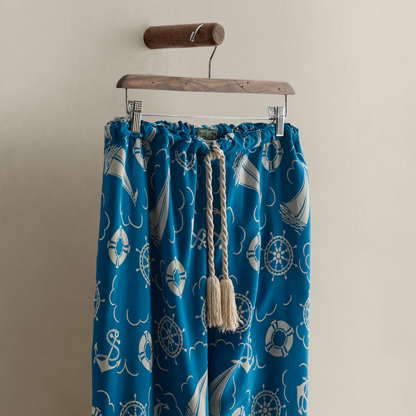 Blue 1993 Nautical-Print Cotton Pant - Size S Ralph Lauren Vintage 3
