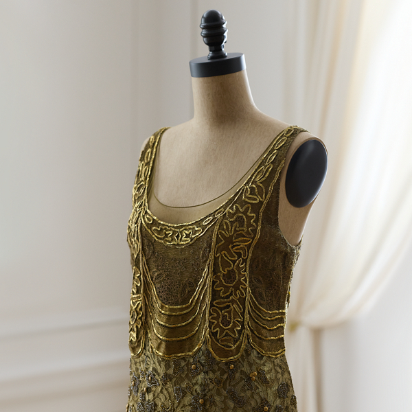 Gold 2009 Madelaine Metallic Dress - Size 12 Ralph Lauren Vintage 4