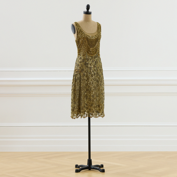 Gold 2009 Madelaine Metallic Dress - Size 12 Ralph Lauren Vintage 7