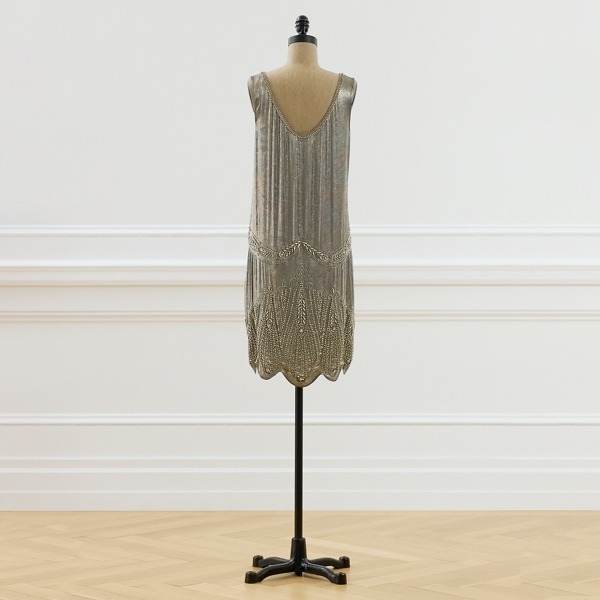 Silver 2007 Beaded Lam&eacute; Shift Dress - Size 4 Ralph Lauren Vintage 6