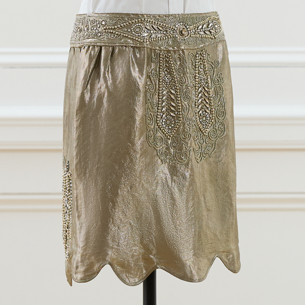 Silver 2007 Beaded Lam&eacute; Skirt - Size 6 Ralph Lauren Vintage 7
