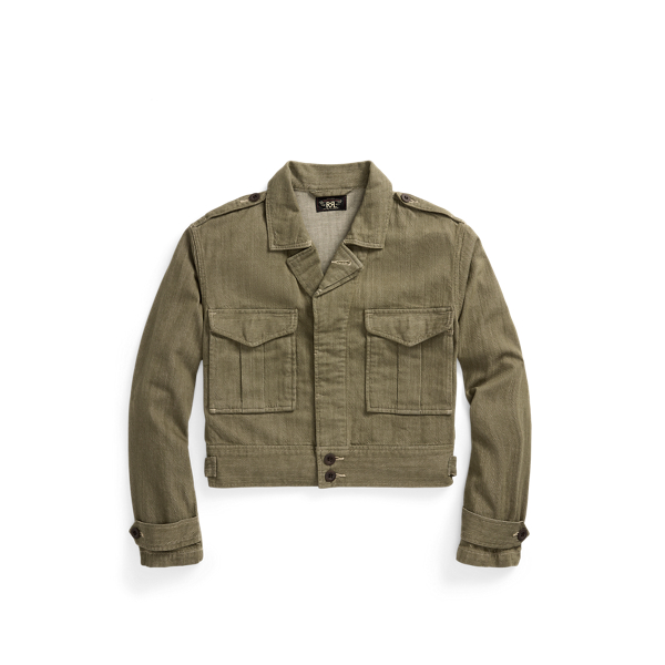 Olive Olive Slub Denim Jacket RRL 1