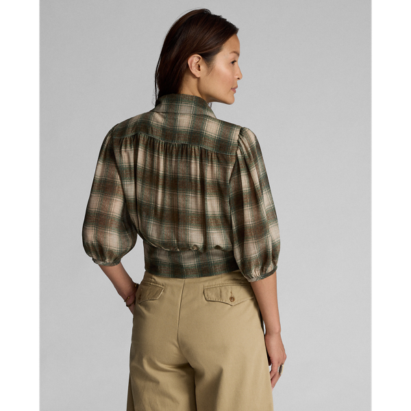 Plaid Print Silk Georgette Blouse Ralph Lauren Australia