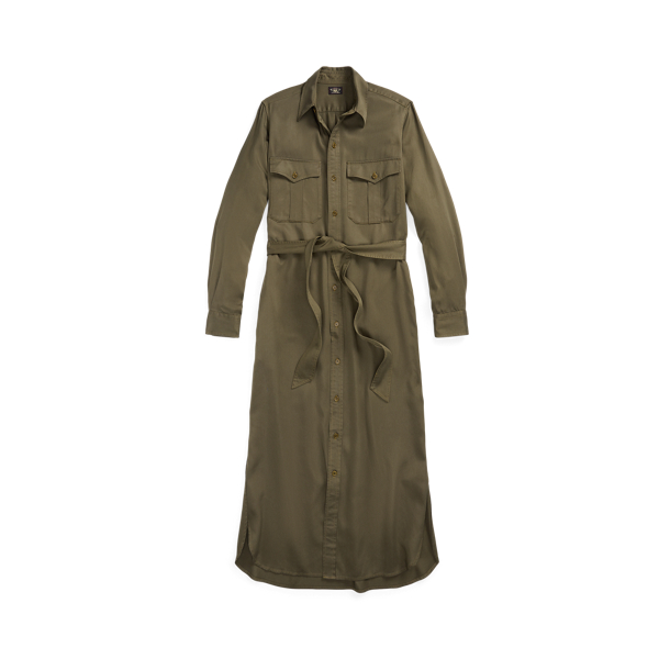 Olive Drab Belted Twill Shirtdress RRL 1