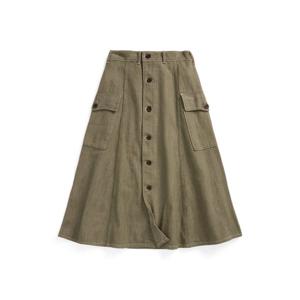 Olive Olive Slub Denim Skirt RRL 1