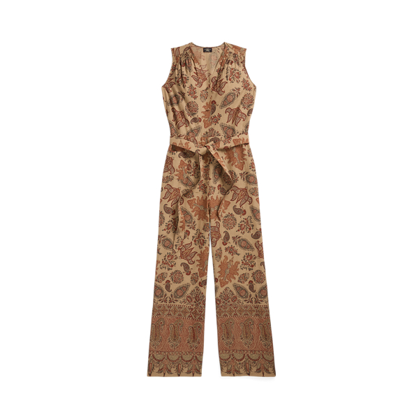 Paisley-Print Cotton Dobby Jumpsuit