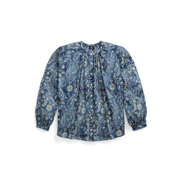 Floral-Print Cotton Voile Blouse