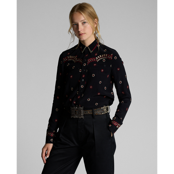 RRL ラルフローレン エンブロイダリー ジョーゼット ウエスタンシャツ RRL ラルフローレン エンブロイダリー ジョーゼット ウエスタンシャツ