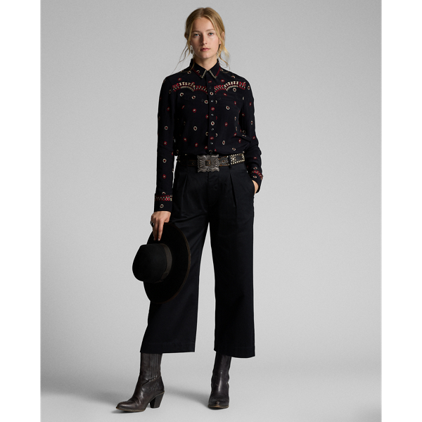 RRL ラルフローレン エンブロイダリー ジョーゼット ウエスタンシャツ