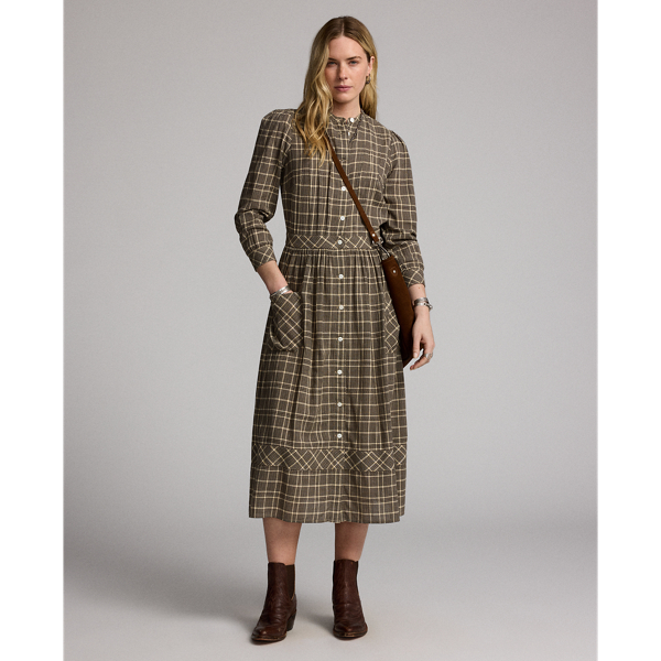 Checked Cotton Dobby Dress