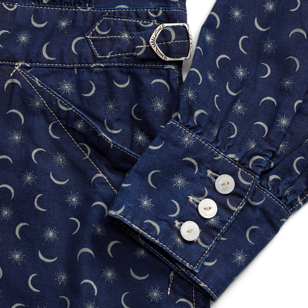 ラルフローレン★Indigo Print Cotton-Linen Coverall Indigo Print Cotton-Linen Coverall