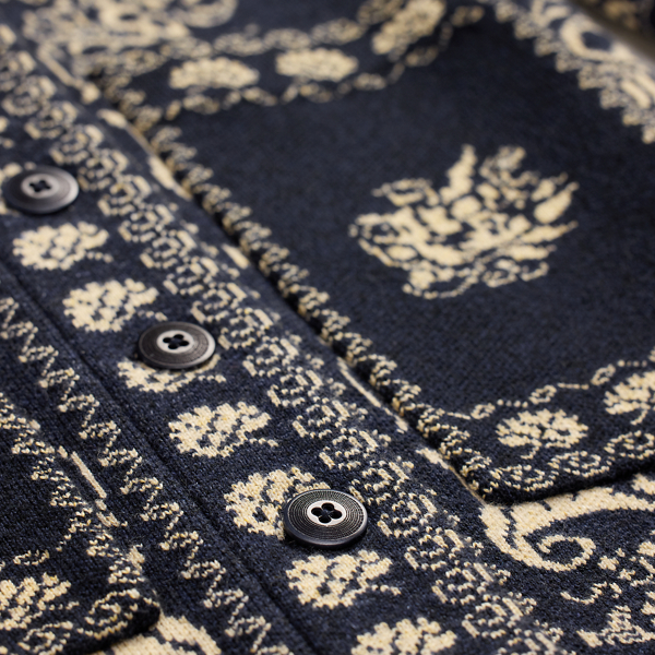 Wool-Cotton Jacquard Duster Cardigan
