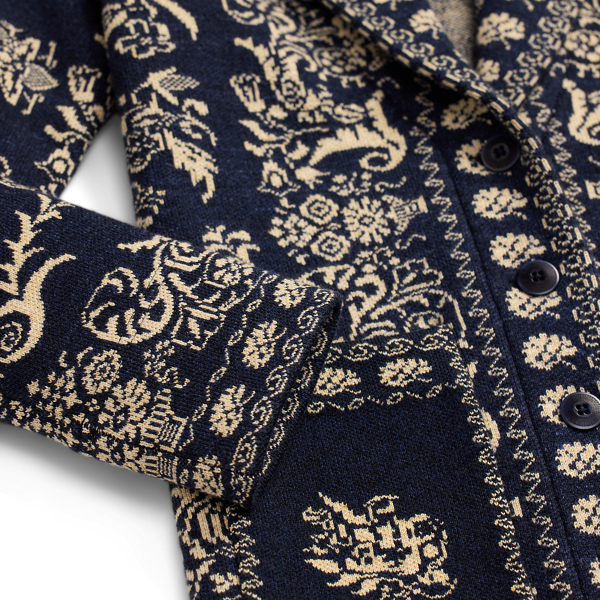 Wool-Cotton Jacquard Duster Cardigan