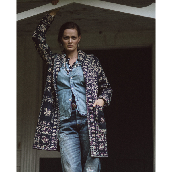 Wool-Cotton Jacquard Duster Cardigan