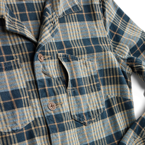 RRL インディゴチェック柄 ワークジャケット コットン&リネン インディゴ チェック コットンリネン ワーク ジャケット