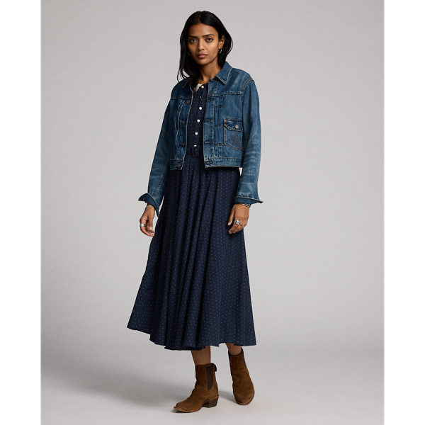 Belted Swiss-Dot Dobby Dress