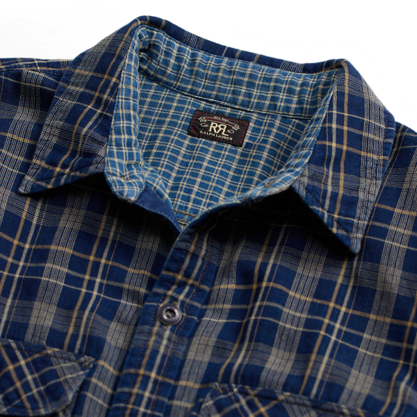 RRL  インディゴチェック柄 ダブルフェイス シャツドレス RRL インディゴチェック柄 ダブルフェイス シャツドレス