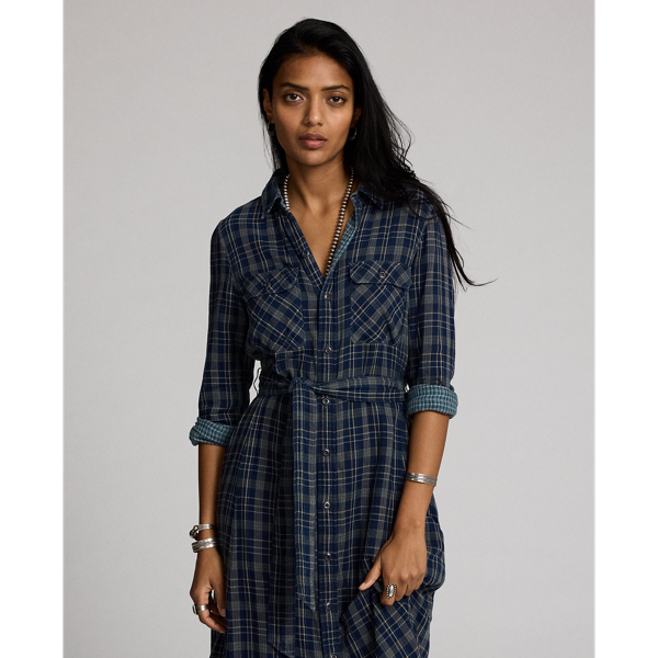 ラルフローレン★Indigo Plaid Double-Faced Shirtdress s7-AI282962134001_lifestyle?
