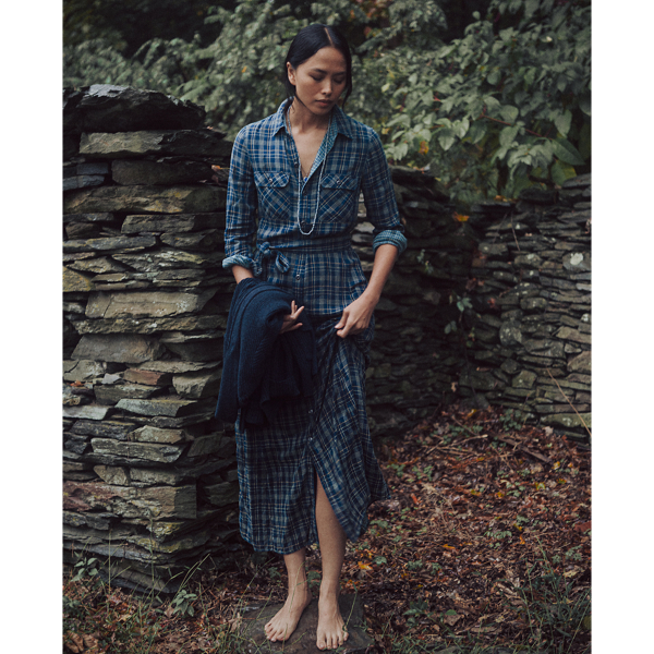 ラルフローレン★Indigo Plaid Double-Faced Shirtdress Indigo Plaid Double-Faced Shirtdress