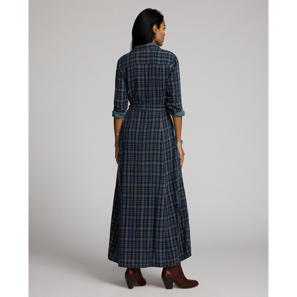 Indigo Plaid Double-Faced Shirtdress for Women | Ralph