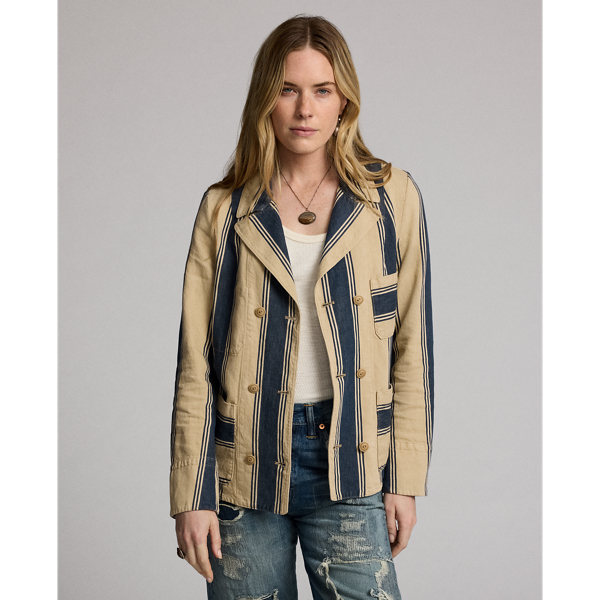 RRL ストライプ柄 ツイルジャケット リネン&コットン ストライプド リネンコットン ツイル ジャケット | ラルフ