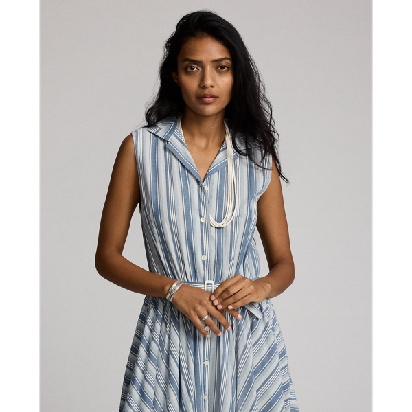 【最終値下げ／今季新作】ラルフローレン ストライプド スリーブレス シャツドレス 最終値下げ／今季新作】ラルフローレン ストライプド スリーブ