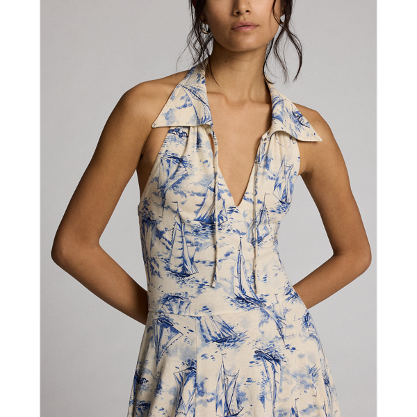 Nautical Linen-Cotton Jersey Dress