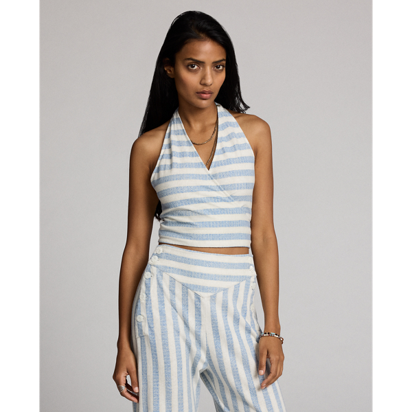 Striped Linen-Cotton Jersey Top