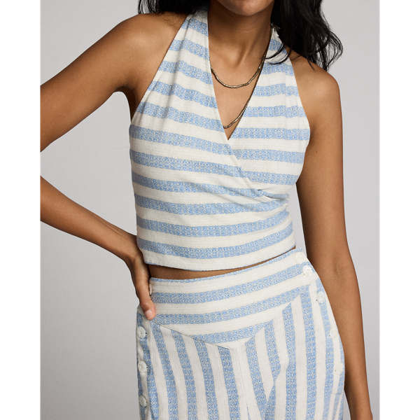 Striped Linen-Cotton Jersey Top