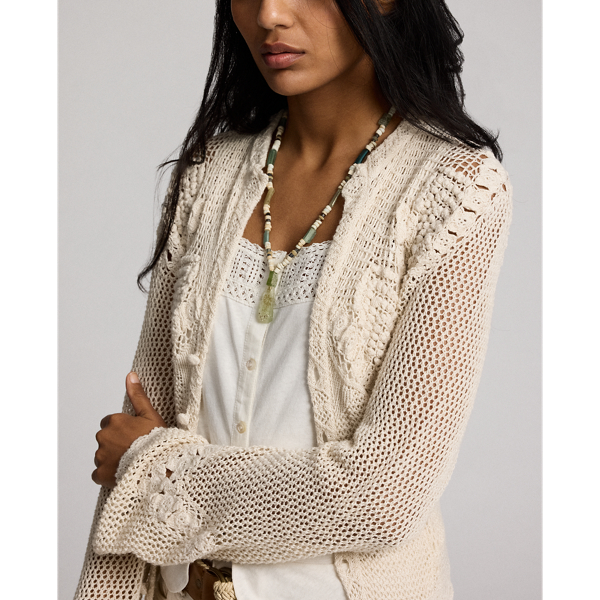 Crochet-Detail Pointelle Duster
