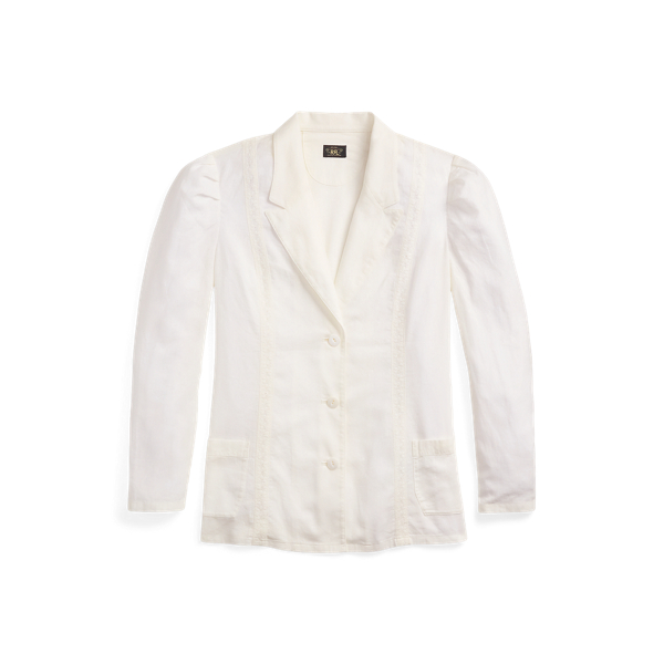 Veste brodée en lin et coton
