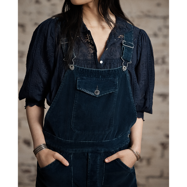 Repaired Indigo Corduroy Overall