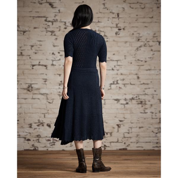 Jacquard-Knit Pointelle Wrap Dress